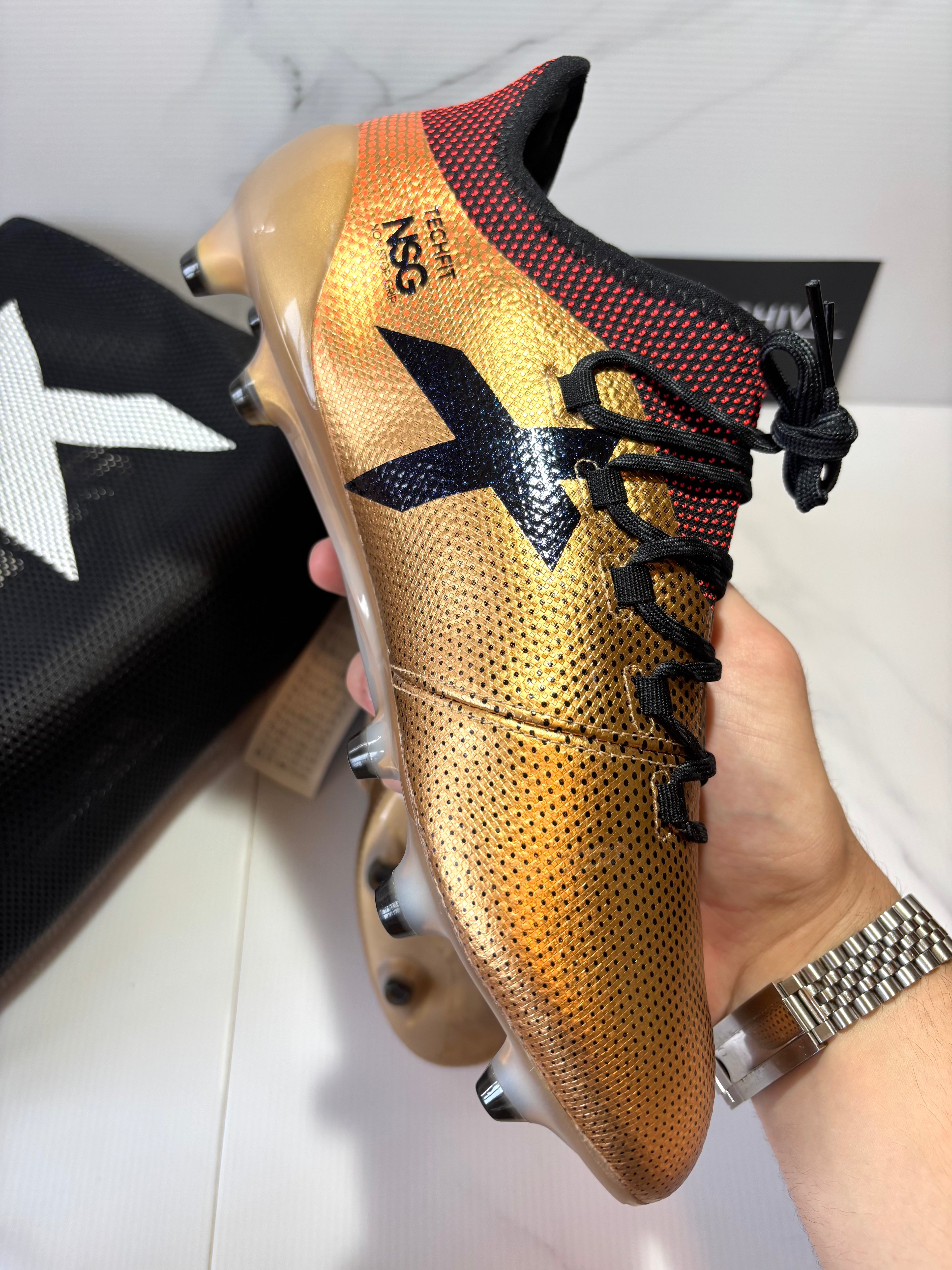 Adidas X 17.1 FG – Tactile Gold / Core Black / Solar Red