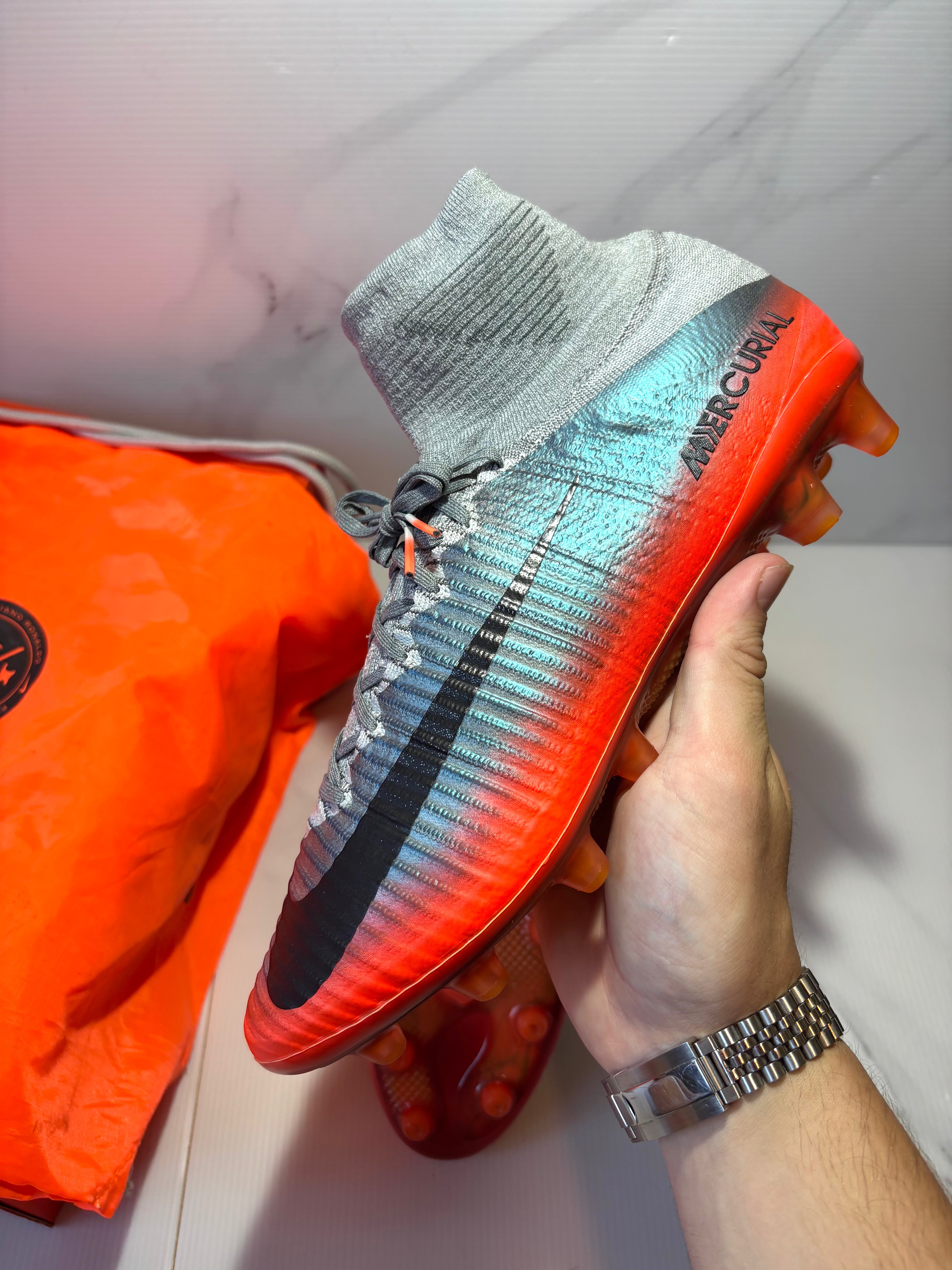 Nike Mercurial Superfly V Cr7 Chapter 4 Ag - Grey / Orange